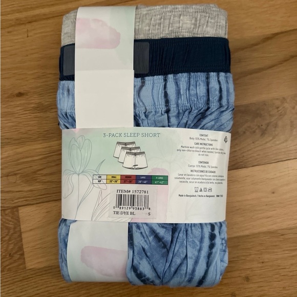 Jane and Bleecker 3 pack sleep short tie dye blue set - Picture 2 of 2